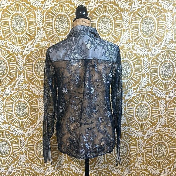 NWT Anthropologie Maeve Lace Sheer Long Sleeve Button Down Blouse/Shirt size S - Picture 12 of 14